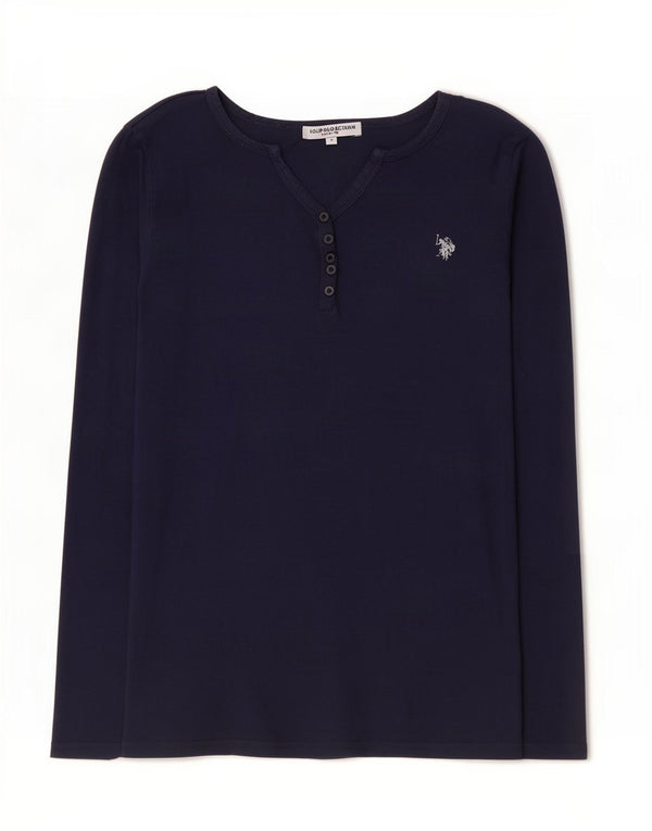 Polo Assn. Top da donna a maniche lunghe UK 12 cotone blu navy medio