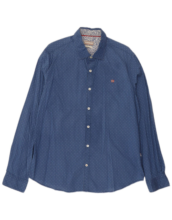 Camicia Napapijri da uomo con motivo astratto 2XL in cotone blu
