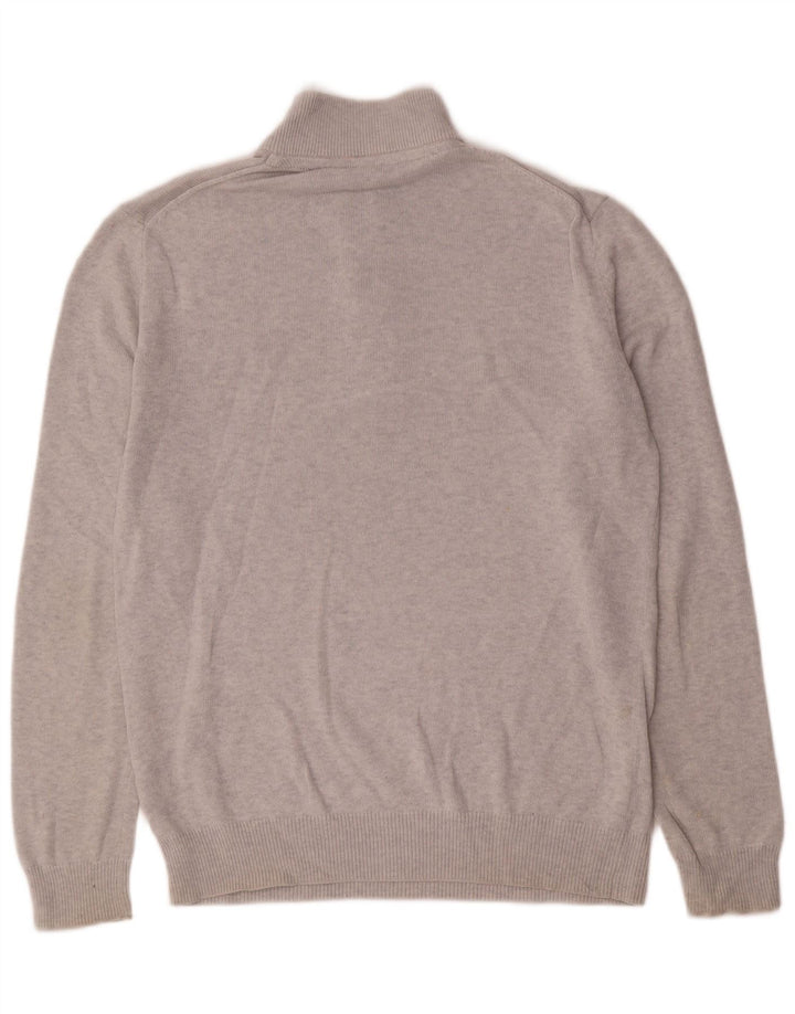CREW CLOTHING Maglione da uomo con zip e collo in cotone grigio medio