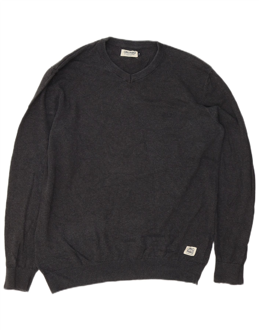 Jack & Jones Maglione da uomo con scollo a V XL in cotone grigio