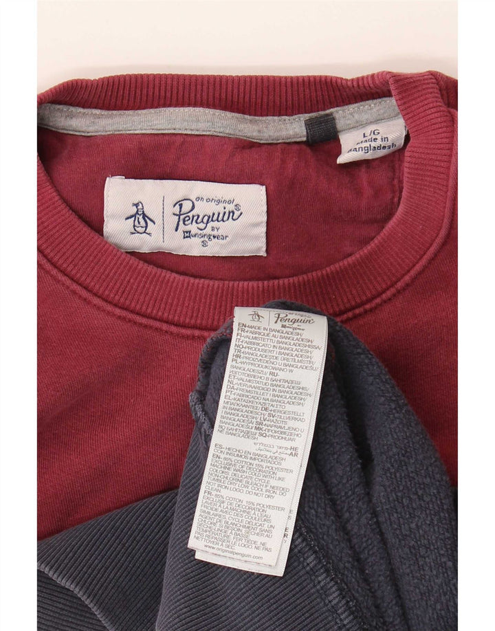 Felpa da uomo Penguin, maglione grande, cotone color block multicolore