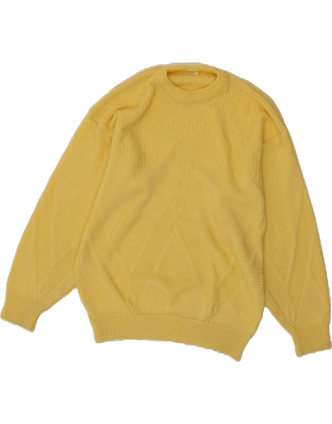 VINTAGE Mens Crew Neck Jumper Sweater IT 50 Medium Yellow Acrylic Vintage Vintage and Second-Hand Vintage from Messina Hembry 