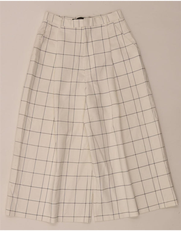 Pantaloni Capri a gamba larga a vita alta da donna Zara XS W24 L18 quadri bianchi