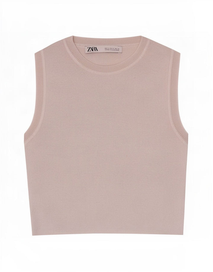 Canotta corta da donna Zara UK 12 Beige medio