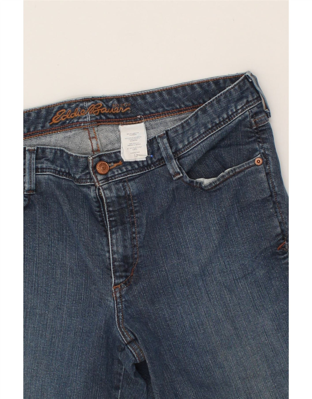 EDDIE BAUER Womens Capri Jeans US 12 Large W32 L20 Navy Blue Cotton Vintage Eddie Bauer and Second-Hand Eddie Bauer from Messina Hembry 