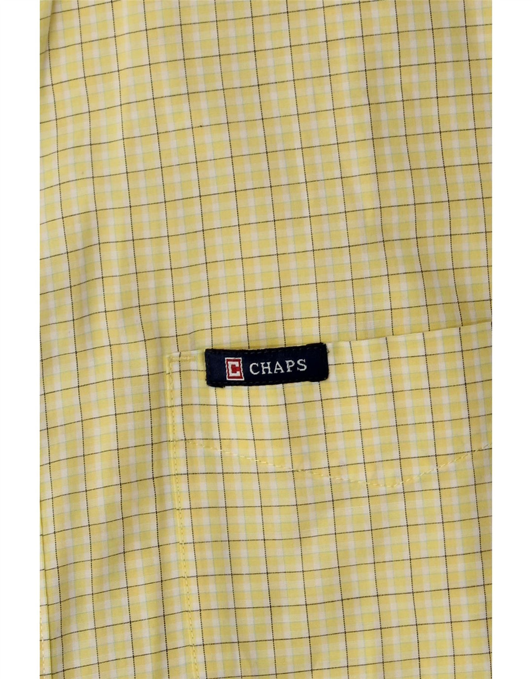 CHAPS Mens Short Sleeve Shirt Large Yellow Check Vintage Chaps and Second-Hand Chaps from Messina Hembry 