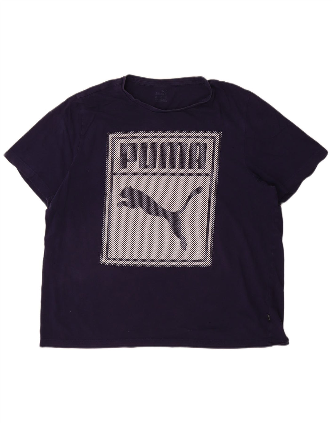 T-shirt grafica da uomo Puma Top XL in cotone blu navy