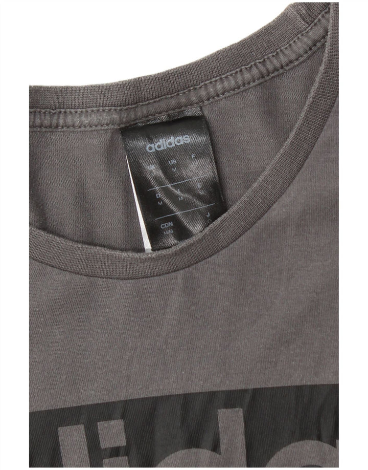 T-shirt grafica Adidas da uomo con tre strisce, cotone grigio medio