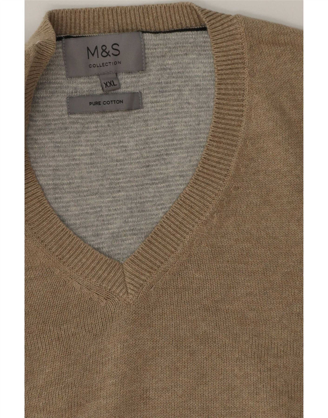 Maglione da uomo con scollo a V Marks & Spencer 2XL cotone beige