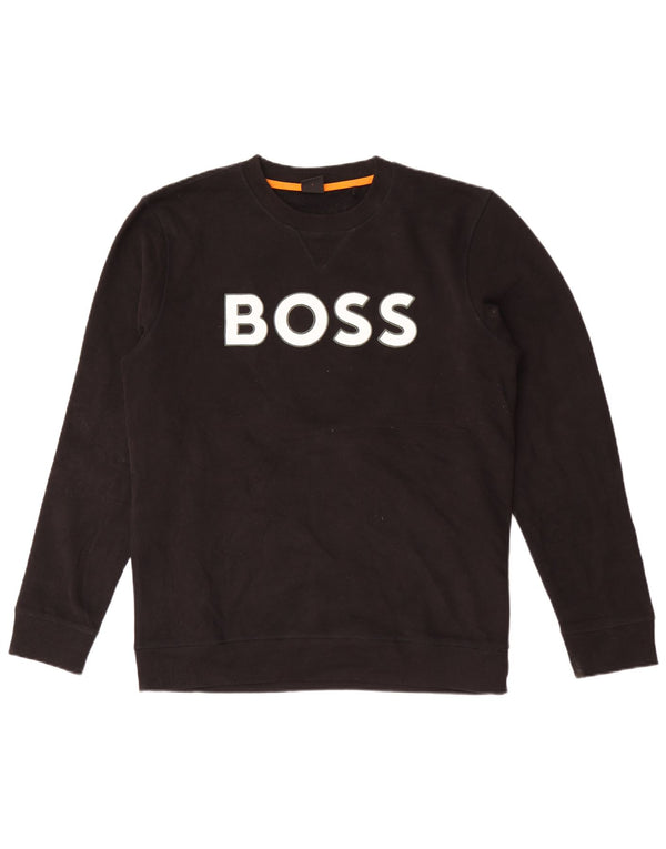 Hugo Boss Felpa grafica da uomo Maglione grande cotone nero