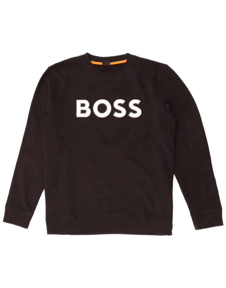 Hugo Boss Felpa grafica da uomo Maglione grande cotone nero