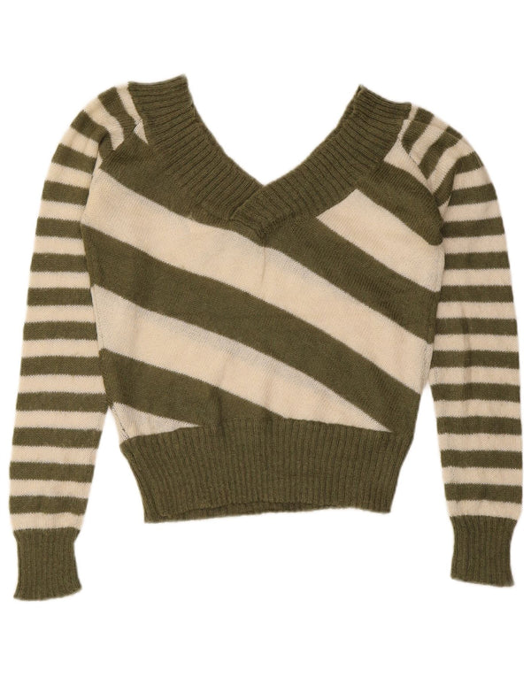 Maglione maglione oversize con scollo a V da donna Billabong US 3 XS a righe kaki