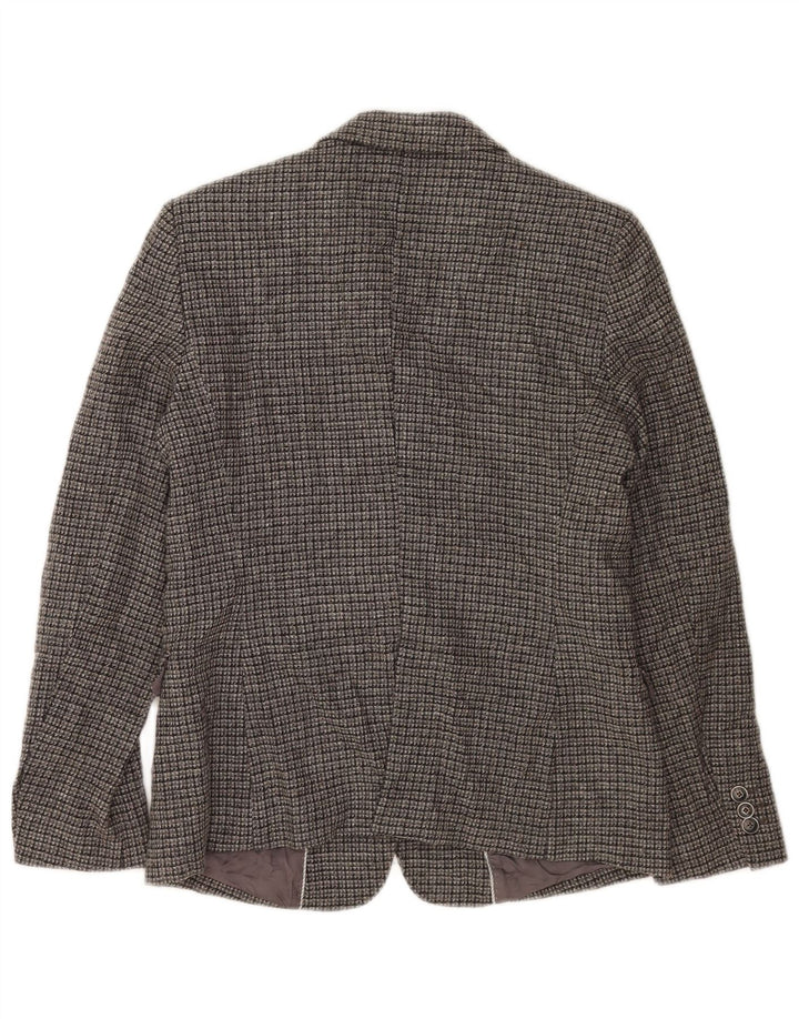 Giacca blazer da donna a 2 bottoni Massimo Dutti EU 42 grande viscosa a quadri grigia