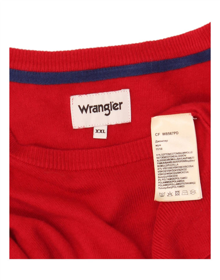 Maglione maglione con scollo a barca da uomo Wrangler 2XL cotone rosso