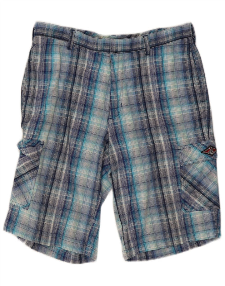 Pantaloncini cargo da uomo Bear W32 in cotone a quadri blu medio