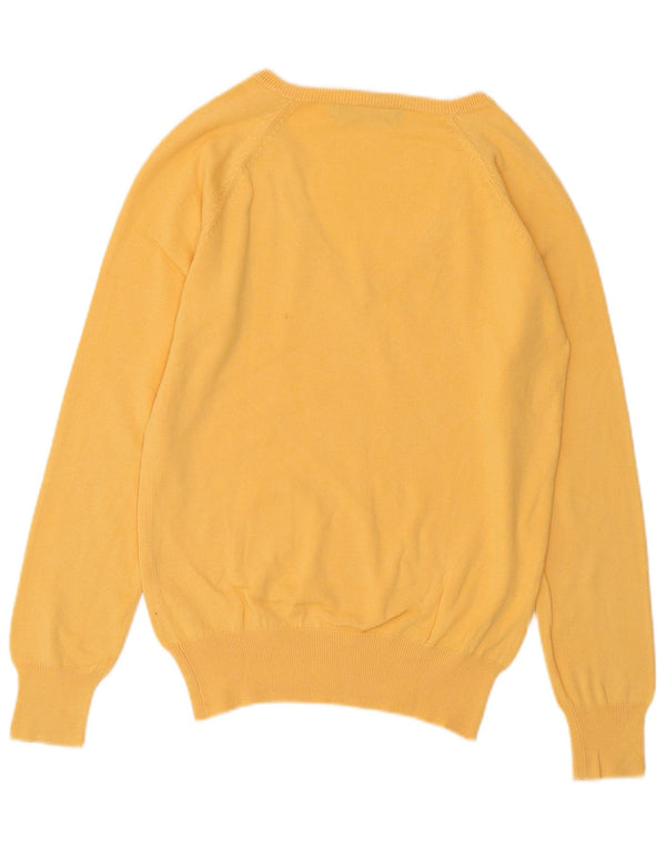 Maglione ZARA da donna con scollo a V UK 14 grande cotone giallo