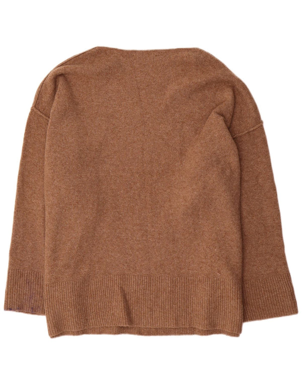 Maglione oversize con scollo a barca da donna Zara UK 16 Large Beige acrilico