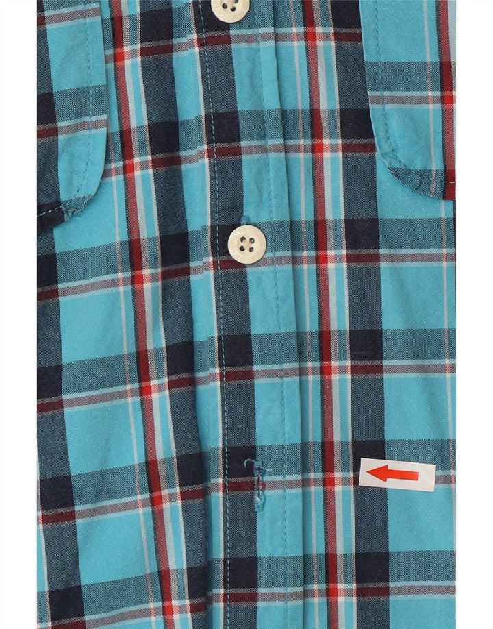 CAT Camicia da uomo con cappuccio grande in cotone a quadri blu