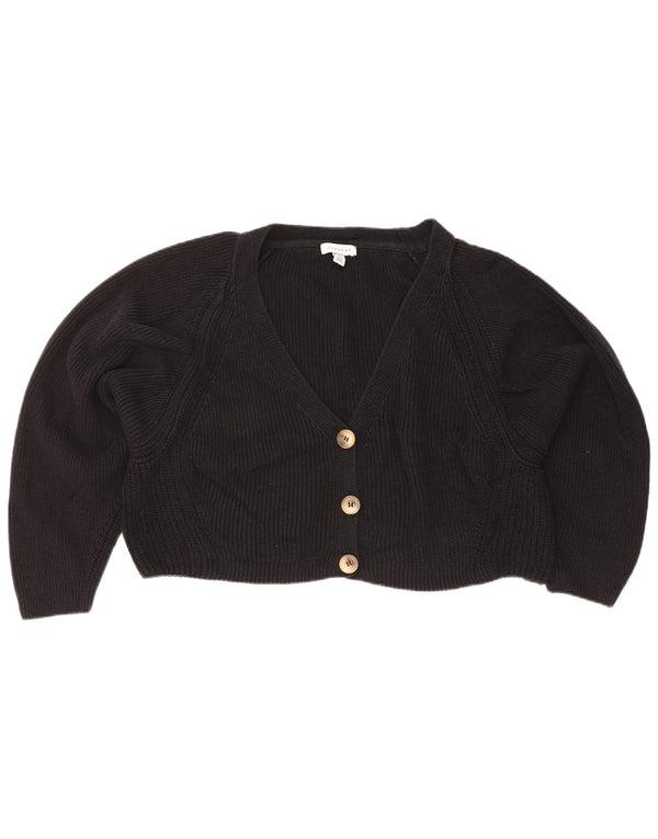 Maglione cardigan oversize corto da donna Topshop UK 10 piccolo cotone nero