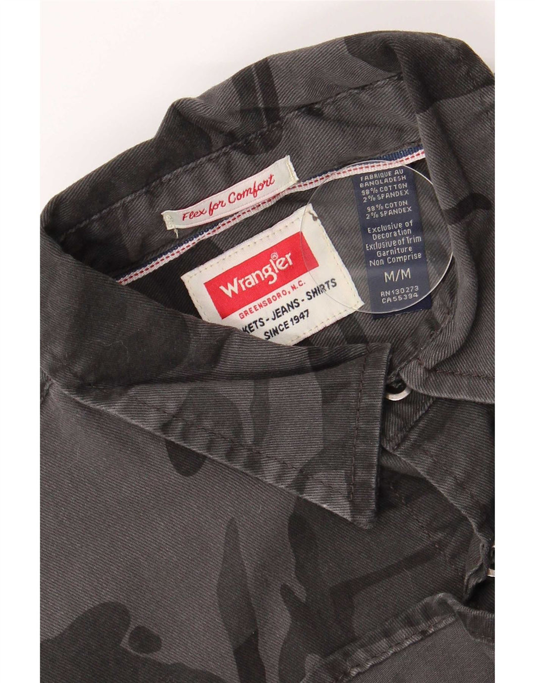 Camicia da uomo Wrangler in cotone mimetico grigio medio
