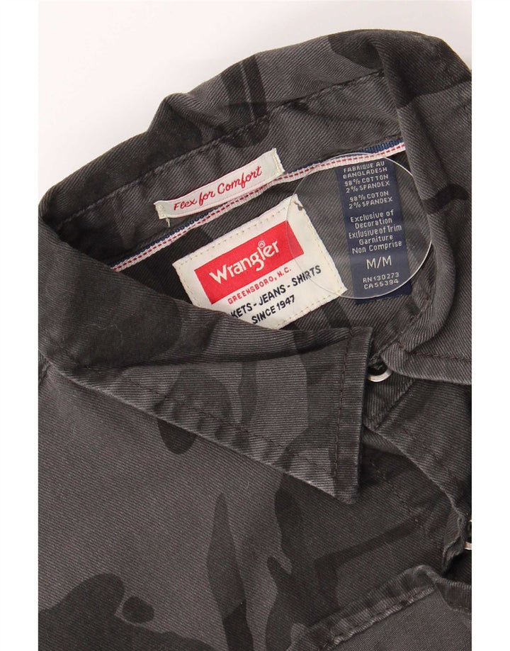 Camicia da uomo Wrangler in cotone mimetico grigio medio