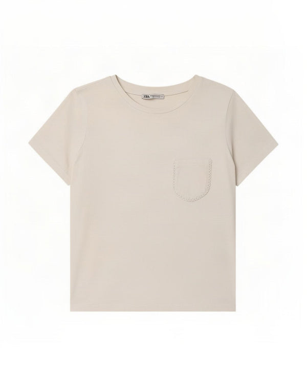 T-shirt Zara da donna Top UK 12 cotone bianco medio