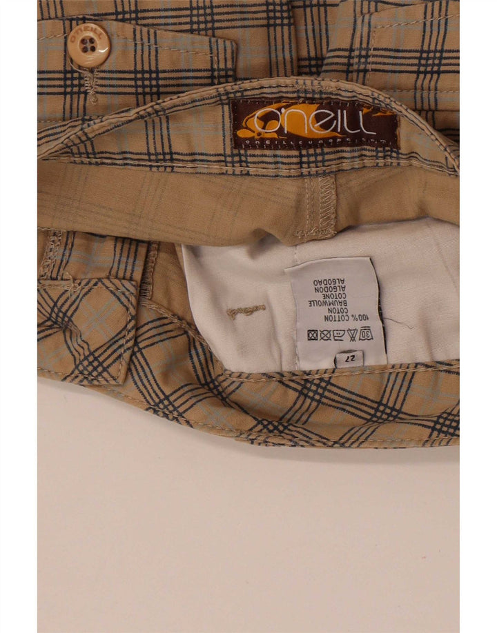 Pantaloncini chino da donna O'Neill W27 piccoli in cotone a quadri beige