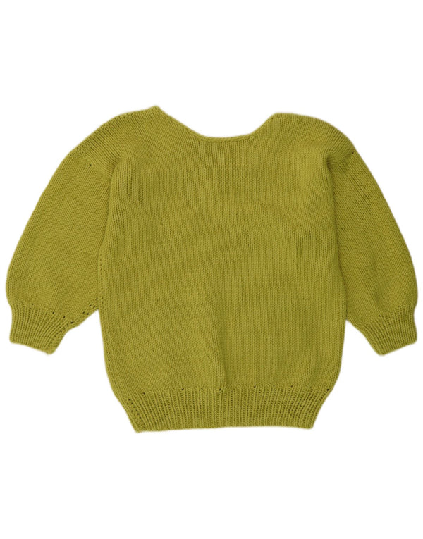 Maglione maglione vintage da donna con scollo a V UK 16 grande verde