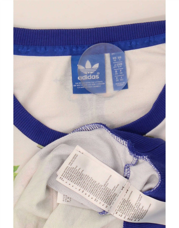 Felpa oversize con grafica Adidas da donna, maglione, UK 10, piccola, blu