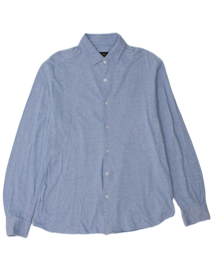 MASSIMO DUTTI Camicia da uomo XL Blu Chevron in cotone