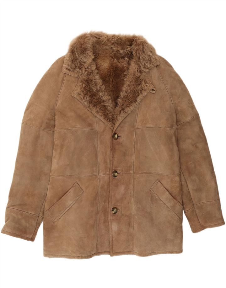 Giacca in shearling vintage da uomo IT 52 XL Shearling marrone