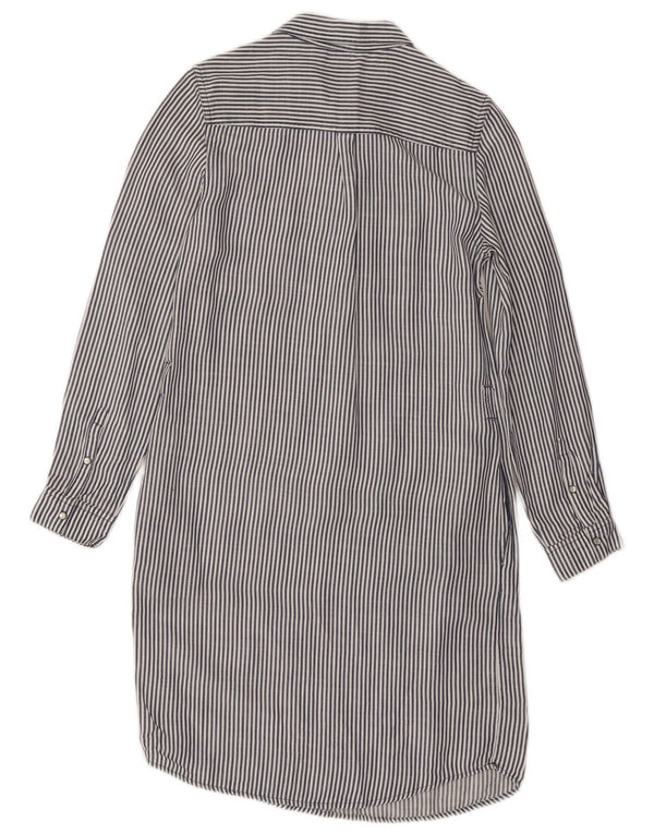 BODEN Womens Long Sleeve Shirt Dress UK 8 Small Navy Blue Striped Tencel
