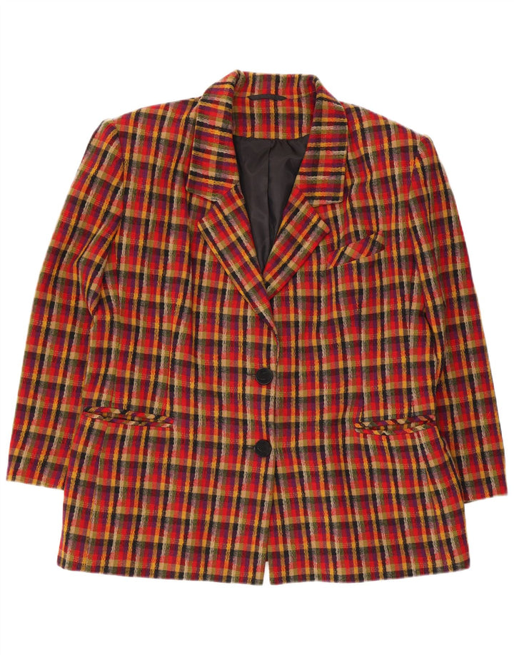 Giacca blazer vintage da donna a 2 bottoni UK 16 grande quadretto multicolore
