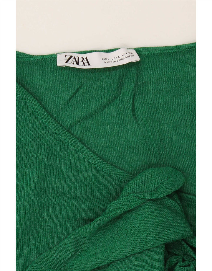 Top Zara da donna a maniche lunghe UK 14 grande verde
