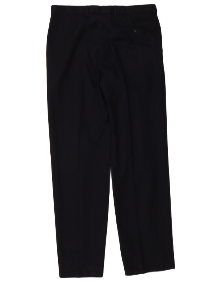 Pantaloni da completo da uomo Marks & Spencer con vestibilità regolare e pegged W34 L33 Blu Navy