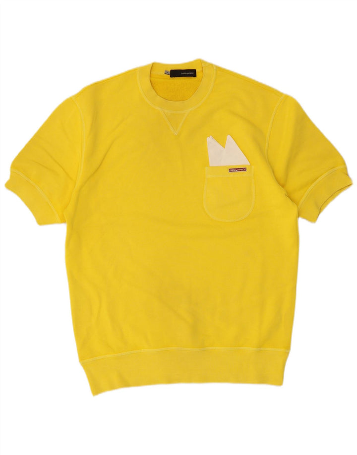 Dsquared2 Felpa da uomo a maniche corte Maglione piccolo in cotone giallo