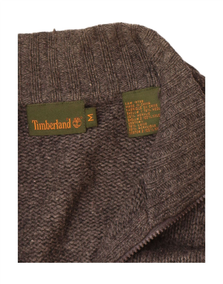 Maglione cardigan da uomo Timberland in lana grigio medio