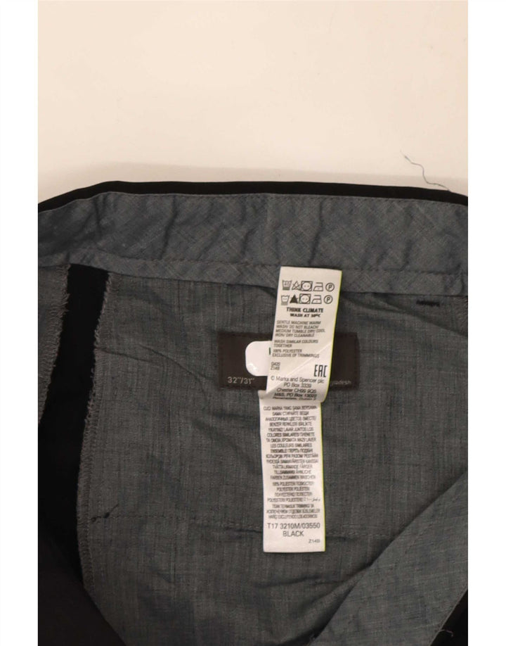Pantaloni da abito dritti da uomo Marks & Spencer W32 L31 poliestere nero