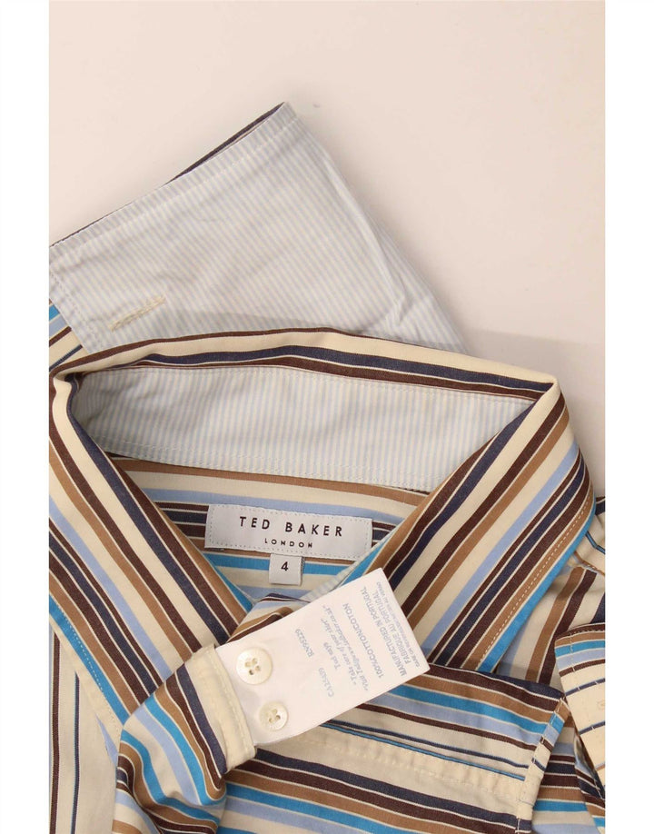 Camicia formale da uomo Ted Baker taglia 4 grande cotone a righe multicolore