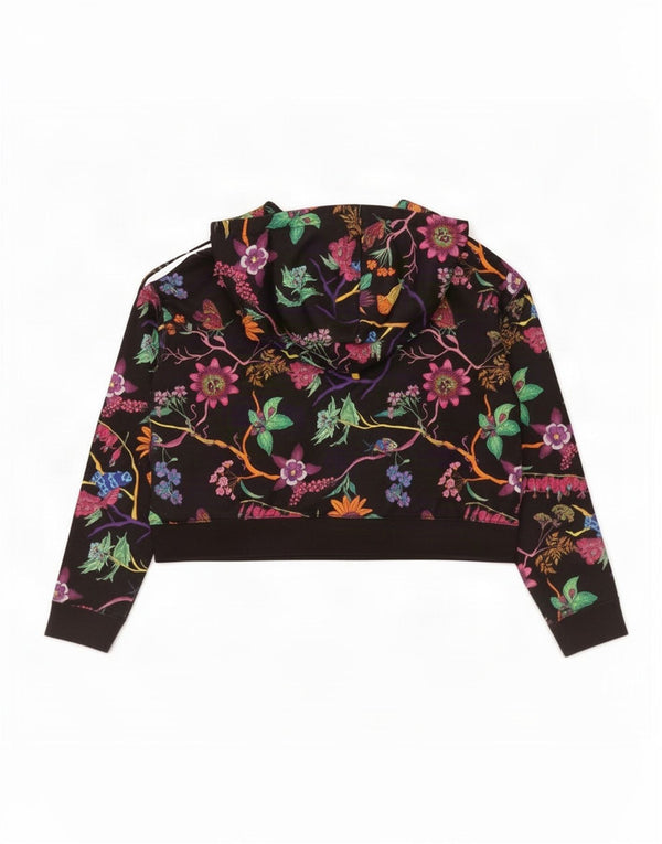 Felpa oversize corta da donna Adidas UK 8 Small Black Floral