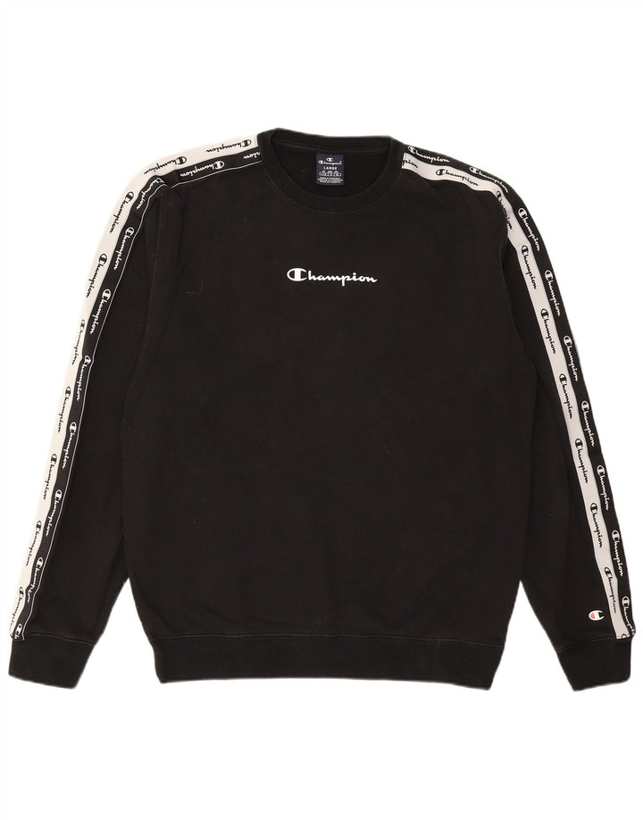 CHAMPION Felpa grafica da uomo Maglione grande cotone nero