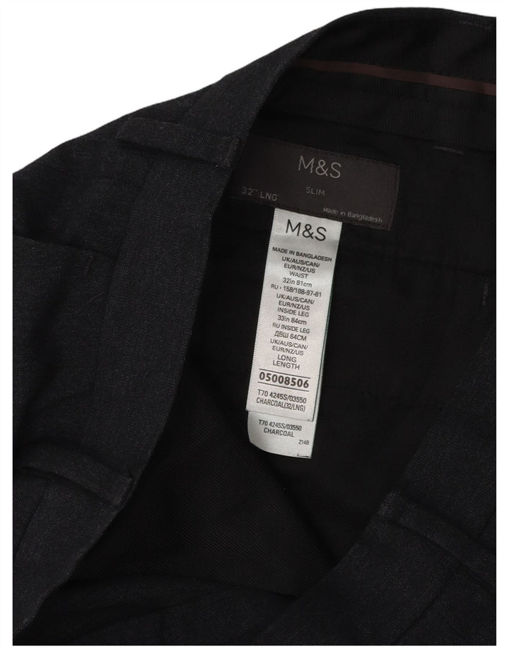 Pantaloni chino slim da uomo Marks & Spencer W32 L33 poliestere grigio