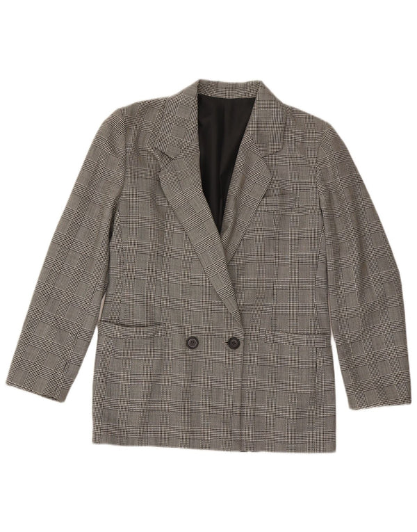 Giacca blazer doppiopetto vintage da donna UK 12 pied de poule grigio medio