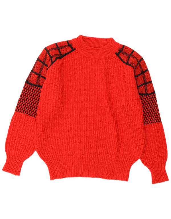Vintage Womens Turtle Neck Jumper Sweater UK 16 Large Red Check Acrylic