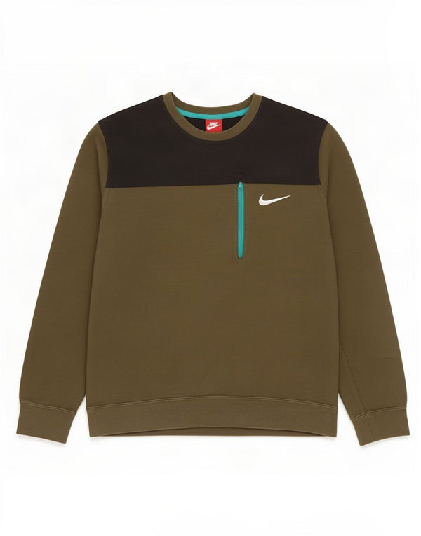 Felpa Nike da uomo, grande, in cotone color block color kaki