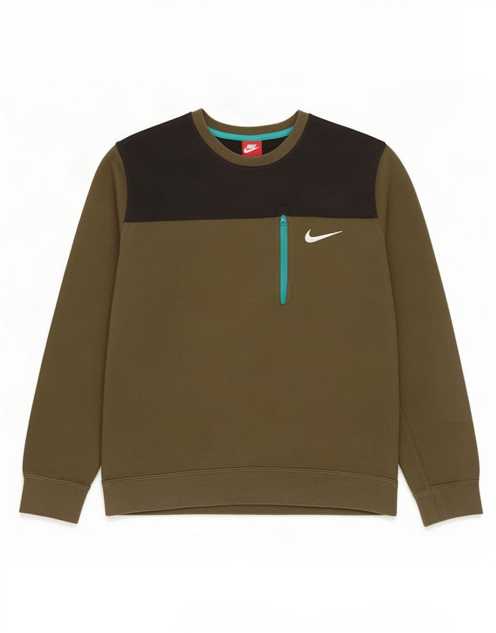 Felpa Nike da uomo, grande, in cotone color block color kaki