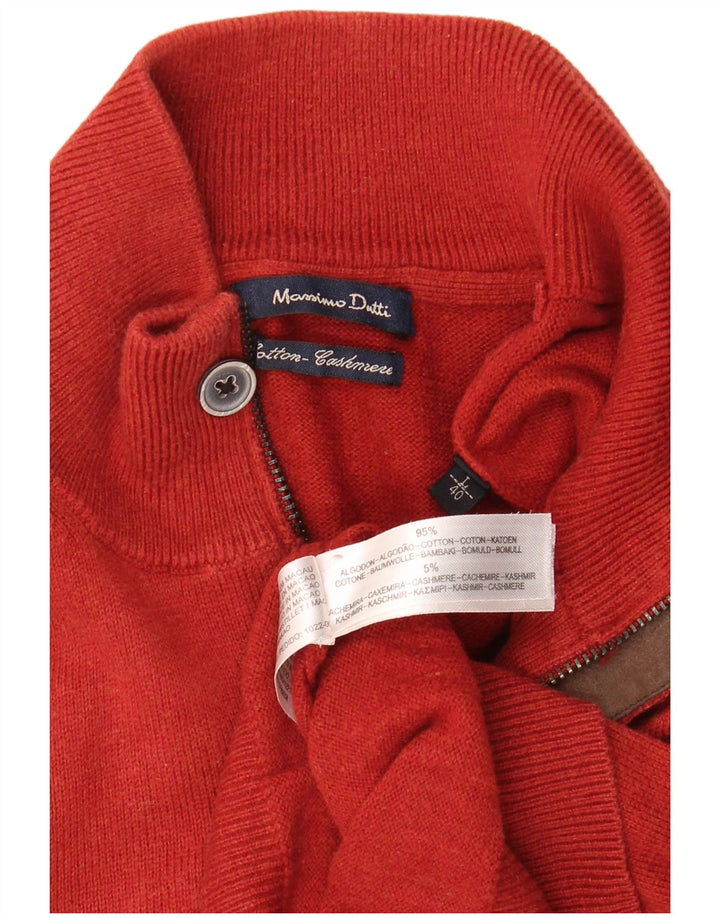 MASSIMO DUTTI Maglione da uomo con zip e collo grande in cotone rosso