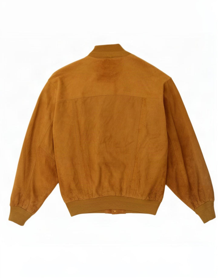 Giubbotto bomber vintage in pelle scamosciata da uomo IT 56 3XL in pelle beige