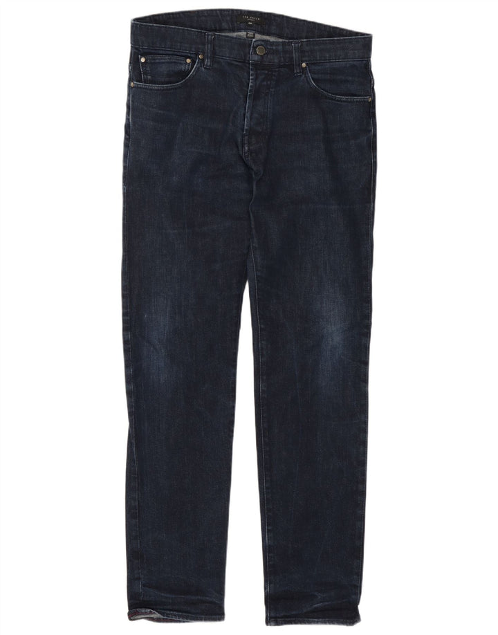 Jeans slim da uomo Ted Baker W34 L32 cotone blu navy