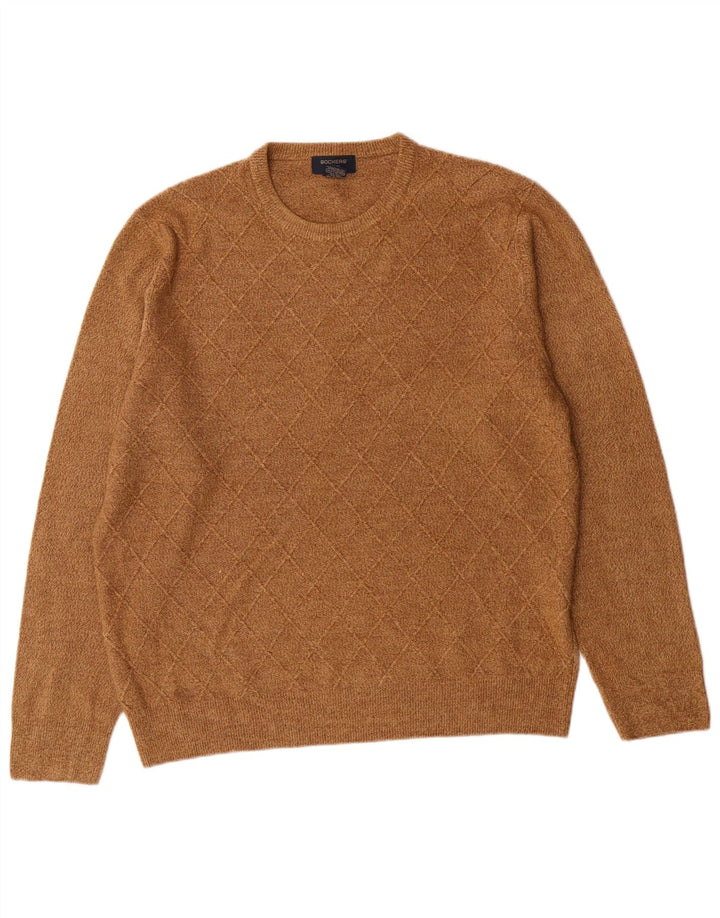 Maglione girocollo da uomo Dockers, grande, marrone, a rombi/acrilico con diamanti